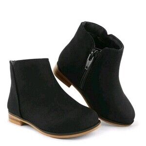 Cat & Jack Penelope Boots Toddler Girl Sz 11 Black Zipper Booties Faux Suede New